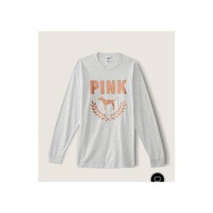 Victoria's Secret Pink- Long Sleeved Campus Tee- Gold Shine Logo, Sz: Lrg, *NWT*
